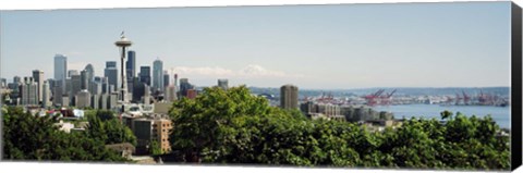 Framed Skyscrapers in a city, Space Needle, Seattle, Washington State, USA Print