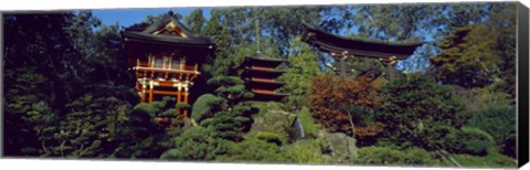 Framed Pagodas in a park, Japanese Tea Garden, Golden Gate Park, Asian Art Museum, San Francisco, California, USA Print