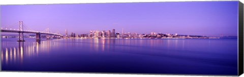 Framed Bay Bridge with a lit up city skyline in the background, San Francisco, California, USA Print