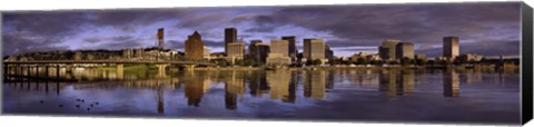 Framed Portland Skyline on a cloudy day, Oregon Print