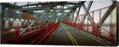 Framed Road across a suspension bridge, Williamsburg Bridge, New York City, New York State, USA Print