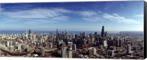 Framed Aerial view of a cityscape with Lake Michigan in the background, Chicago River, Chicago, Cook County, Illinois, USA Print