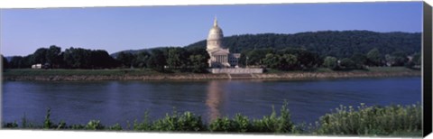 Framed West Virginia State Capitol from the Riverside, Charleston, West Virginia Print