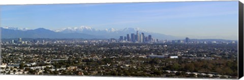 Framed City with mountains in the background, Los Angeles, California, USA 2010 Print