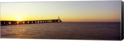 Framed Bridge at sunrise, Sunshine Skyway Bridge, Tampa Bay, St. Petersburg, Pinellas County, Florida, USA Print