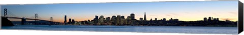 Framed City skyline and a bridge at dusk, Bay Bridge, San Francisco, California, USA 2010 Print