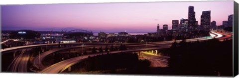 Framed City lit up at dusk, Seattle, King County, Washington State, USA 2010 Print