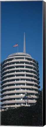 Framed Low angle view of an office building, Capitol Records Building, City of Los Angeles, California, USA Print