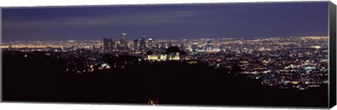 Framed Aerial view of Los Angeles at night Print