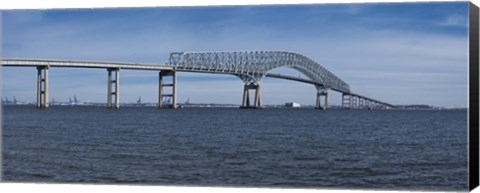 Framed Bridge across a river, Francis Scott Key Bridge, Patapsco River, Baltimore, Maryland, USA Print