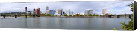 Framed Bridges with city skyline in the background, Hawthorne Bridge, Burnside Bridge, Willamette River, Portland, Oregon, USA 2010 Print