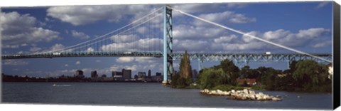 Framed Bridge across a river, Ambassador Bridge, Detroit River, Detroit, Wayne County, Michigan, USA Print