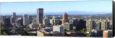 Framed Cityscape with Mt St. Helens and Mt Adams in the background, Portland, Multnomah County, Oregon, USA 2010 Print