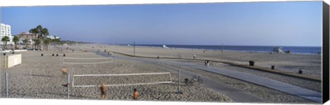 Framed Tourists playing volleyball on the beach, Santa Monica, Los Angeles County, California, USA Print