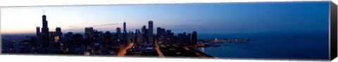 Framed High angle view of a city at dusk, Chicago, Cook County, Illinois, USA 2009 Print