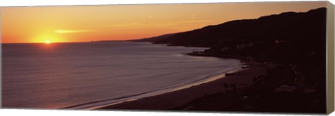 Framed Beach at sunset, Malibu Beach, Malibu, Los Angeles County, California, USA Print