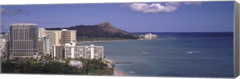 Framed Buildings at the waterfront, Honolulu, Oahu, Honolulu County, Hawaii Print