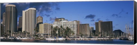 Framed Boats docked at a harbor, Honolulu, Hawaii, USA 2010 Print