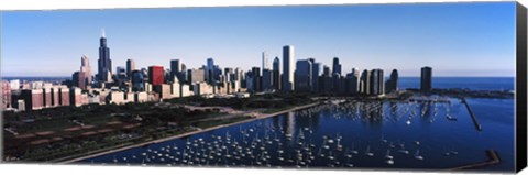 Framed Skyscrapers at the waterfront, Chicago Harbor, Lake Michigan, Chicago, Cook County, Illinois, USA 2011 Print