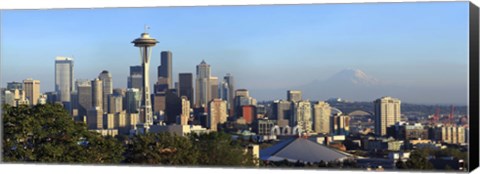 Framed Seattle city skyline with Mt. Rainier in the background, King County, Washington State, USA 2010 Print