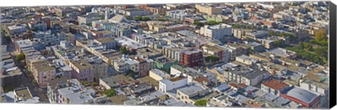 Framed Aerial view of colorful houses near Washington Square and Columbus Avenue, San Francisco, California, USA Print