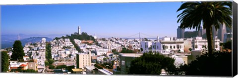 Framed High angle view of buildings in a city, Russian Hill, San Francisco, California, USA Print