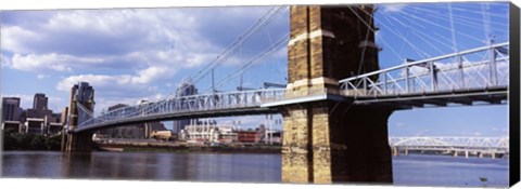 Framed John A. Roebling Bridge across the Ohio River, Cincinnati, Ohio Print