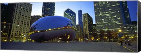 Framed Buildings in a city, Cloud Gate, Millennium Park, Chicago, Cook County, Illinois, USA Print