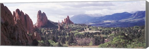 Framed Rock formations on a landscape, Garden of The Gods, Colorado Springs, Colorado Print