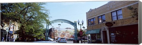 Framed Street scene, Lincoln Square, Chicago, Cook County, Illinois, USA Print