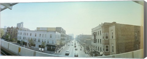 Framed City viewed from a railroad platform, Lakeview, Chicago, Cook County, Illinois, USA Print