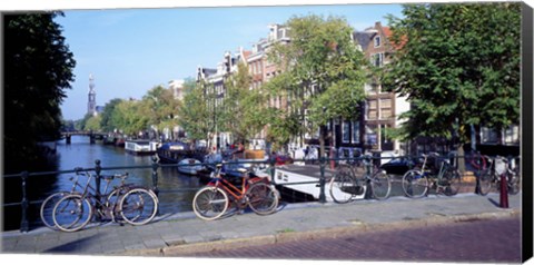 Framed Netherlands, Amsterdam, bicycles Print