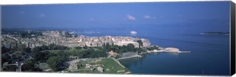 Framed Town at the waterfront, Corfu, Greece Print