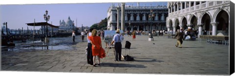 Framed Tourists at a town square, St. Mark&#39;s Square, Venice, Veneto, Italy Print