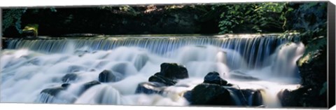 Framed Waterfall in a forest, Aberfeldy Birks, Perthshire, Scotland Print