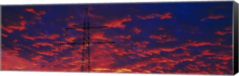 Framed Power lines at sunset Germany Print