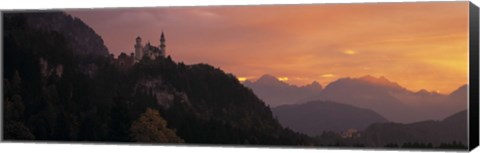 Framed Neuschwanstein Palace at dusk, Bavaria Germany Print