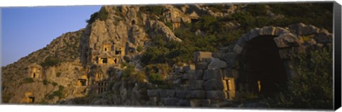 Framed Tombs on a cliff, Lycian Rock Tomb, Antalya, Turkey Print