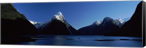 Framed Lake at Milford Sound, South Island, New Zealand Print