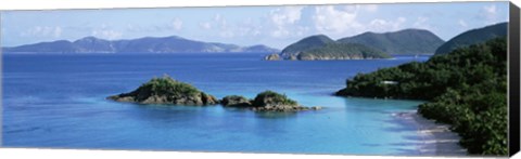 Framed US Virgin Islands, St. John, Trunk Bay, Rock formation in the sea Print