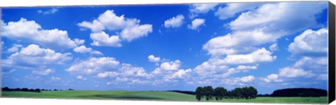 Framed Cumulus Clouds With Landscape, Blue Sky, Germany Print