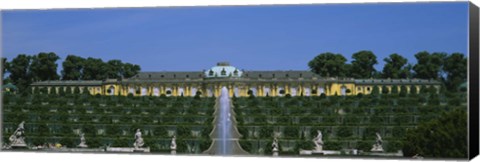 Framed Formal garden in front of a palace, Sanssouci Palace, Potsdam, Brandenburg, Germany Print