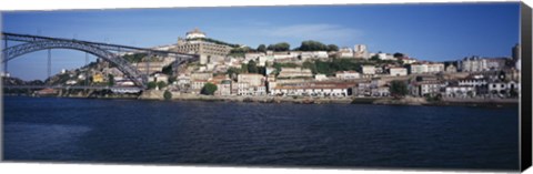 Framed Buildings at the waterfront, Serra do Pillar, Douro River, Porto, Portugal Print