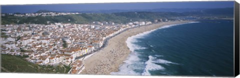 Framed High angle view of a town, Nazare, Leiria, Portugal Print