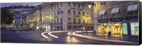 Framed Traffic on a road, Praca de Figueira, Lisbon, Portugal Print