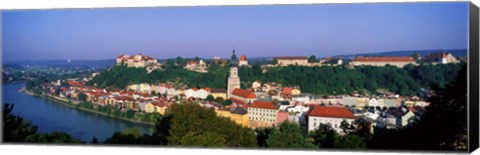 Framed Skyline Salzach River Burghausen Bavaria Germany Print