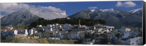 Framed High angle view of a village on a mountainside, Iznalloz, Granada, Andalusia, Spain Print