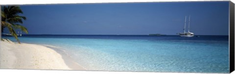 Framed Beach &amp; Boat Scene The Maldives Print