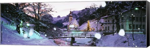 Framed Church on a snow covered hill, Rothenburg, Bavaria, Germany Print