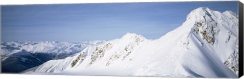 Framed Mountains covered with snow, Cariboo Mountains, British Columbia, Canada Print